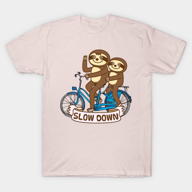 Sloths and bicycle T-Shirt by Plushism